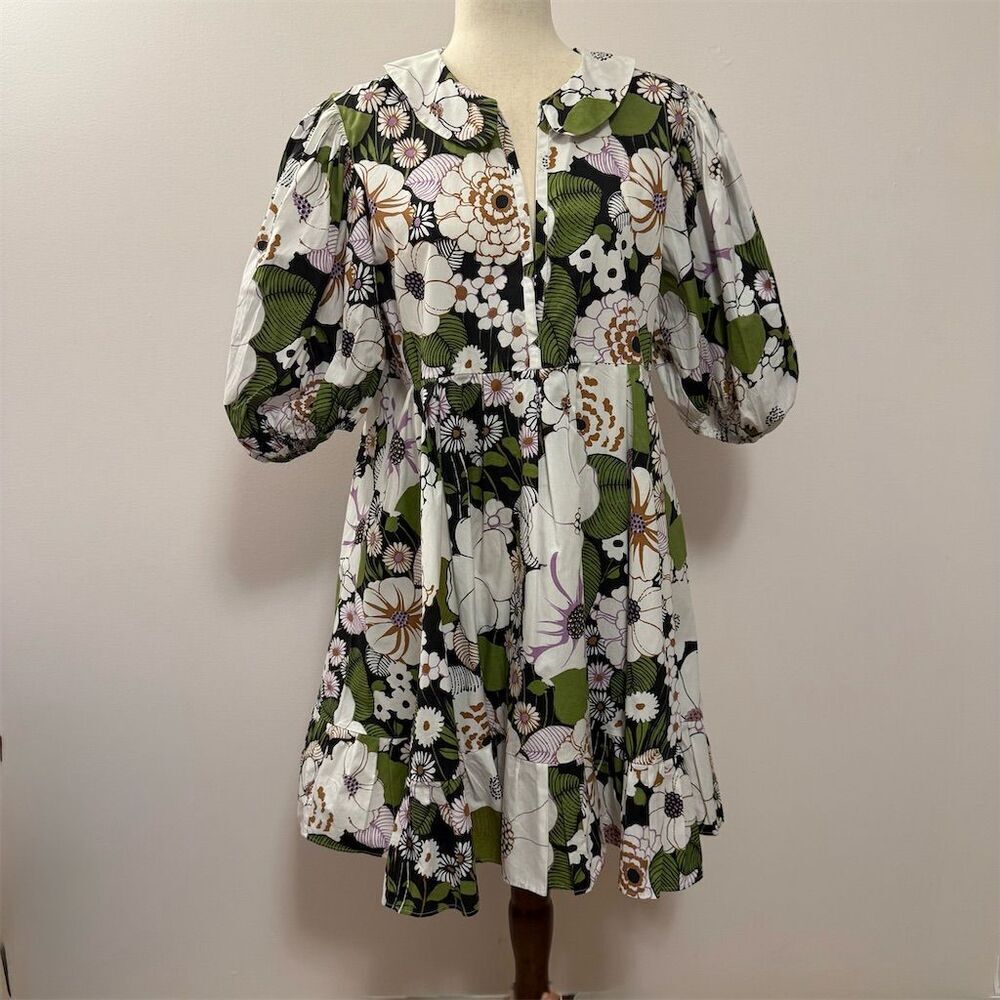 Maje Rafleur Floral Print Mini Dress Size 42 Multicolor Short Sleeve